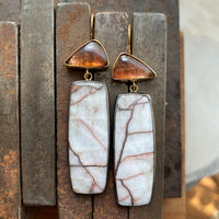 Ombré Peach Tourmaline and Copper in Quartz Earrings